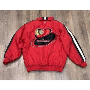 Vintage Chicago Blackhawks Jacket Mens Large Logo Athletic Puffer 90s NHL